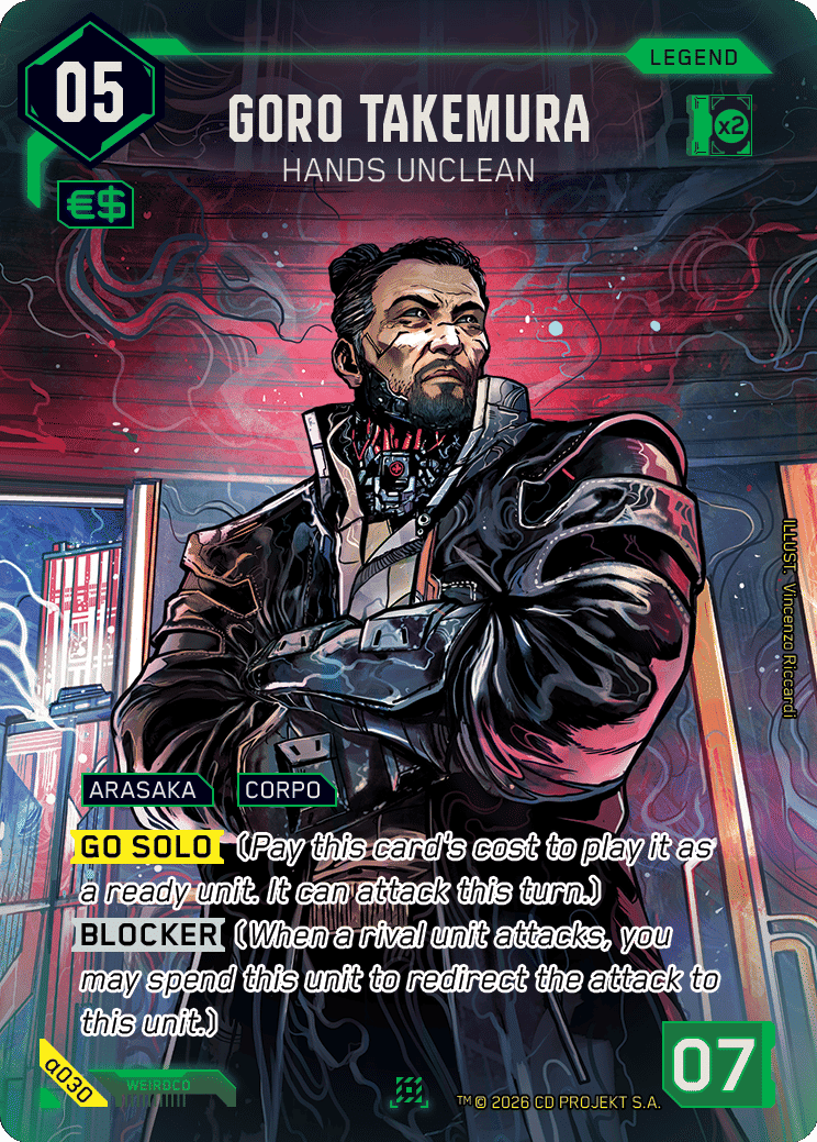 Carte Goro Takemura — Cyberpunk TCG