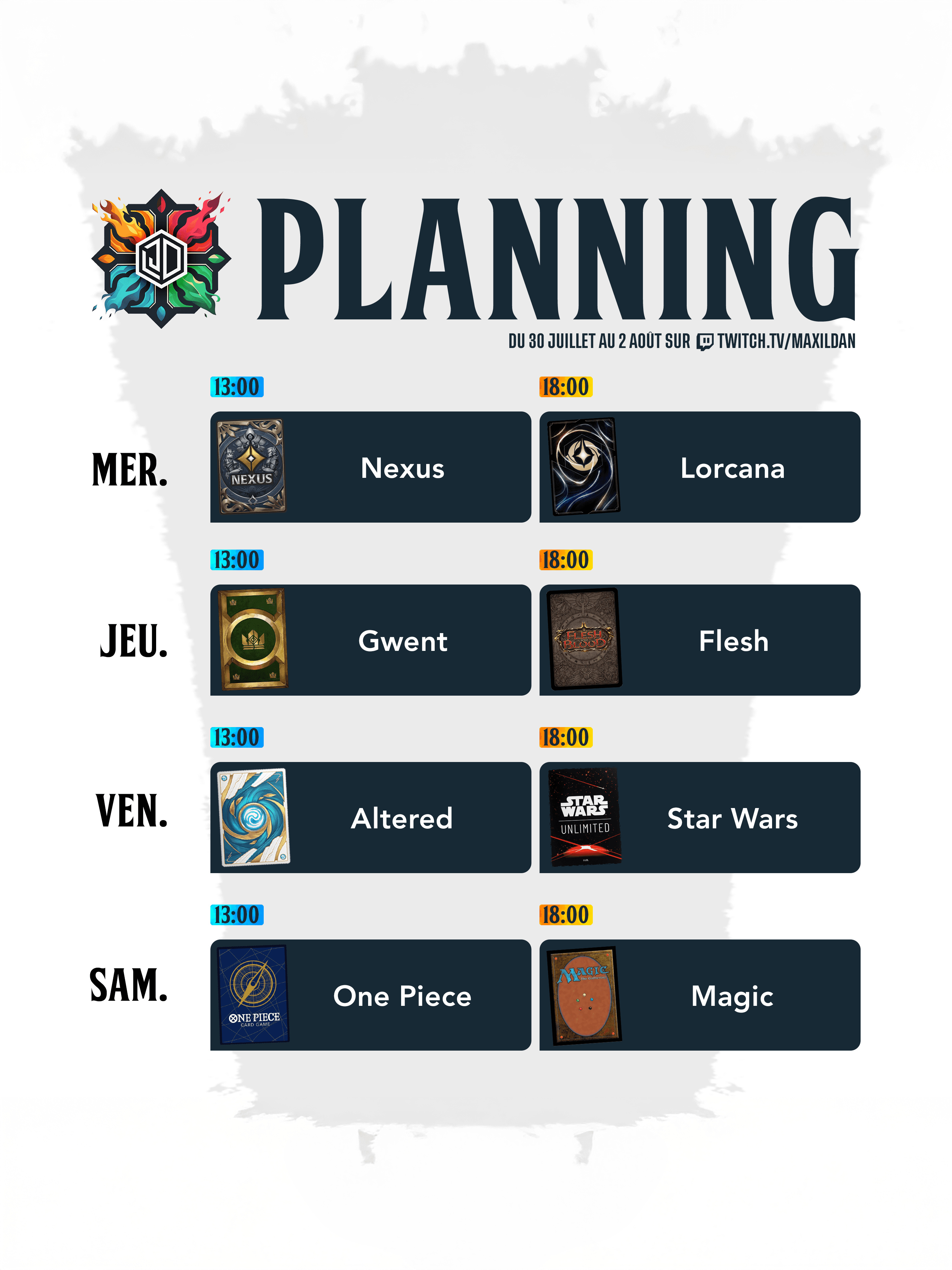 Planning du Master TCG 2025